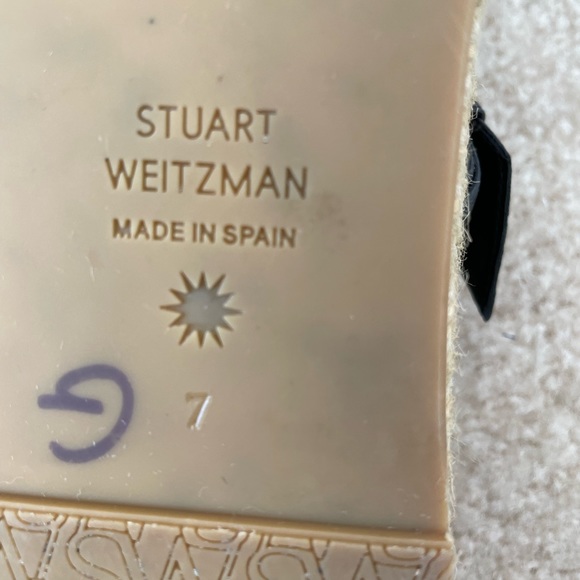 Stuart Weitzman Pearl Buckle Espadrille Thong Sandals Black Sz 7-7.5 - Picture 7 of 10